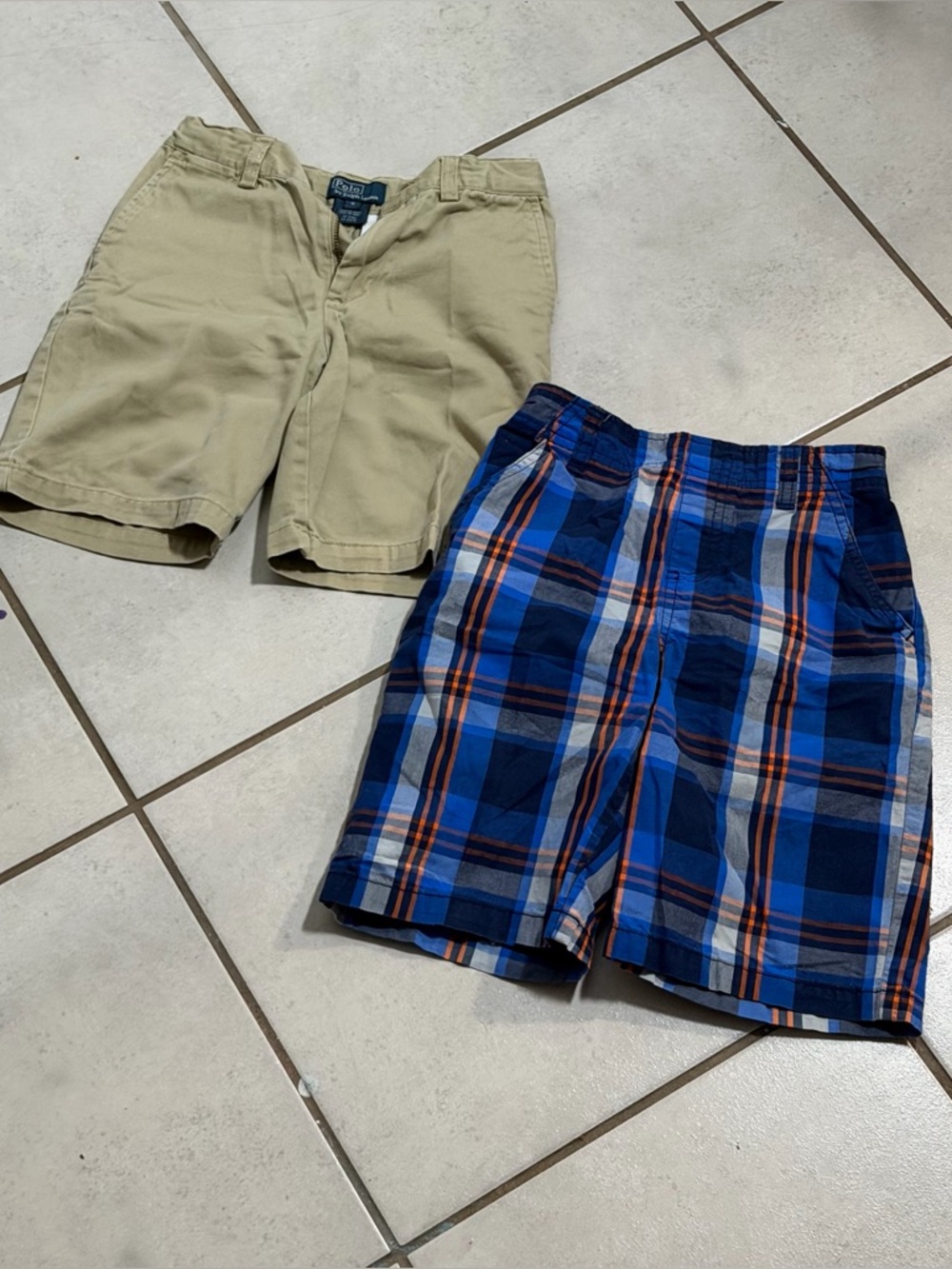 Polo Ralph Lauren, Garanimals Kids Boys Khaki/Blue Plaid‎ Casual Shorts size 6/7